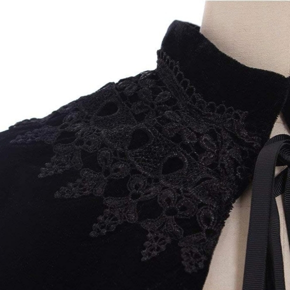 Velvet Cape Short Lace Shawl Lolita Cloak for Women Girls Dress - Picture 4 of 5